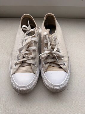 Converse Canvas Low Top Sneakers in Off-White/Cream
